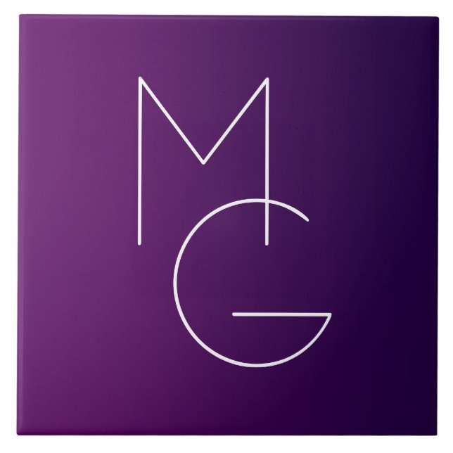 Modern 2 Initials | Deep Purple Subtle Ombre Tile (Front)