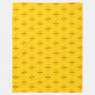 Modern 2-letter Monogram repeated allover Yellow Fleece Blanket