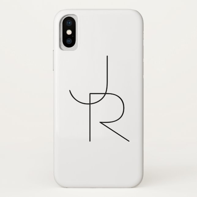 Modern 2 Overlapping Initials | Black on White Case-Mate iPhone Case (Back)