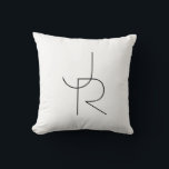 Modern 2 Overlapping Initials | Black on White Throw Pillow<br><div class="desc">Modern overlapping initials.</div>