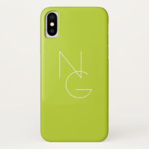 Modern 2 Overlapping Initials Lime Green Case-Mate iPhone Case