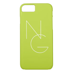 Modern 2 Overlapping Initials Lime Green Case-Mate iPhone Case