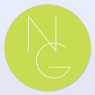 Modern 2 Overlapping Initials   Lime Green Classic Round Sticker