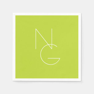 Modern 2 Overlapping Initials   Lime Green Napkin