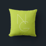 Modern 2 Overlapping Initials | Lime Green Throw Pillow<br><div class="desc">Modern overlapping initials.</div>