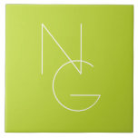 Modern 2 Overlapping Initials | Lime Green Tile<br><div class="desc">Modern overlapping initials.</div>