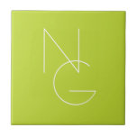 Modern 2 Overlapping Initials | Lime Green Tile<br><div class="desc">Modern overlapping initials.</div>