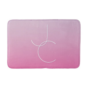 Modern 2 Overlapping Initials   Pink Ombre Bath Mat