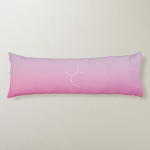 Modern 2 Overlapping Initials   Pink Ombre Body Pillow