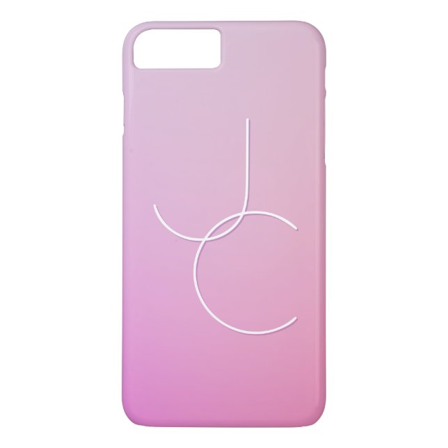 Modern 2 Overlapping Initials | Pink Ombre Case-Mate iPhone Case (Back)