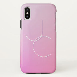 Modern 2 Overlapping Initials   Pink Ombre Case-Mate iPhone Case
