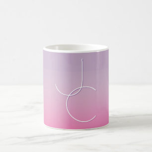 Modern 2 Overlapping Initials   Pink Ombre Coffee Mug