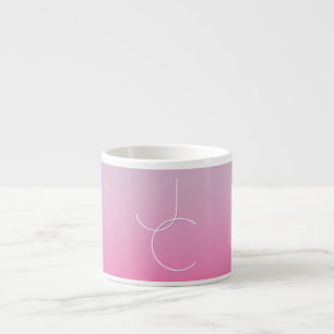 Modern 2 Overlapping Initials   Pink Ombre Espresso Cup