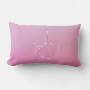 Modern 2 Overlapping Initials   Pink Ombre Lumbar Pillow
