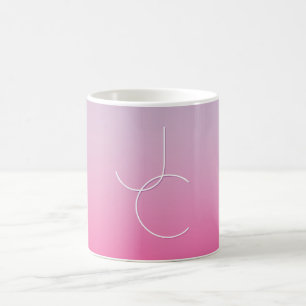 Modern 2 Overlapping Initials   Pink Ombre Magic Mug