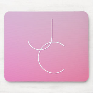 Modern 2 Overlapping Initials   Pink Ombre Mouse Pad