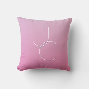 Modern 2 Overlapping Initials   Pink Ombre Throw Pillow