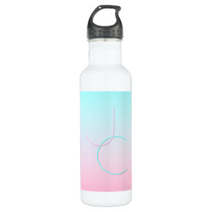 Modern 2 Overlapping Initials Turquoise Pink 710 Ml Water Bottle