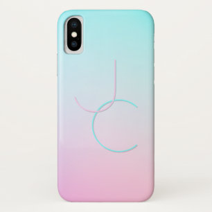 Modern 2 Overlapping Initials   Turquoise Pink Case-Mate iPhone Case
