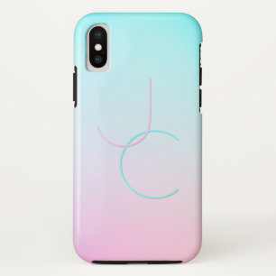 Modern 2 Overlapping Initials Turquoise Pink Case-Mate iPhone Case