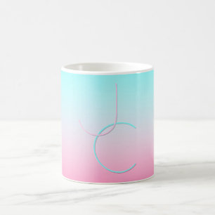 Modern 2 Overlapping Initials   Turquoise Pink Coffee Mug