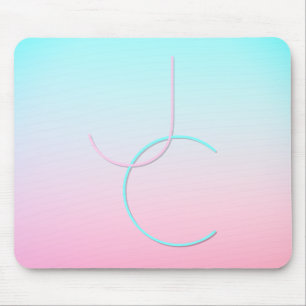 Modern 2 Overlapping Initials   Turquoise Pink Mouse Pad