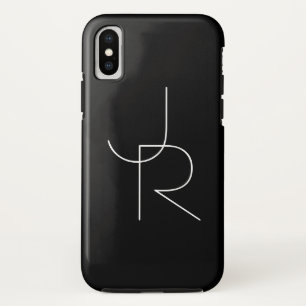 Modern 2 Overlapping Initials   White on Black Case-Mate iPhone Case