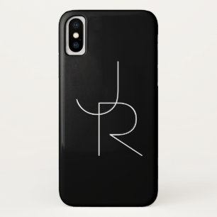 Modern 2 Overlapping Initials   White on Black Case-Mate iPhone Case