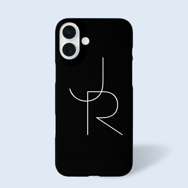 Modern 2 Overlapping Initials | White on Black Case-Mate iPhone Case (Creator Uploaded)