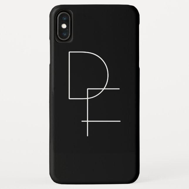 Modern 2 Overlapping Initials | White on Black Case-Mate iPhone Case (Back)