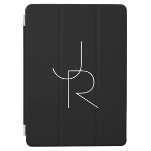 Modern 2 Overlapping Initials   White on Black iPad Air Cover
