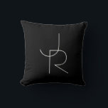 Modern 2 Overlapping Initials | White on Black Throw Pillow<br><div class="desc">Modern overlapping initials.</div>
