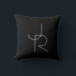 Modern 2 Overlapping Initials | White on Black Throw Pillow<br><div class="desc">Modern overlapping initials.</div>