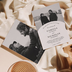 Modern 2 Photo Arch Overlay Wedding Invitation