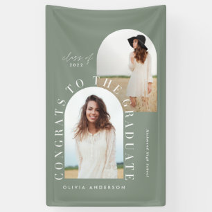 Modern 2 photo arch sage green graduation banner