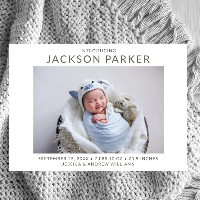 Modern 2 Photo Boy Birth Announcement (Creator Uploaded)