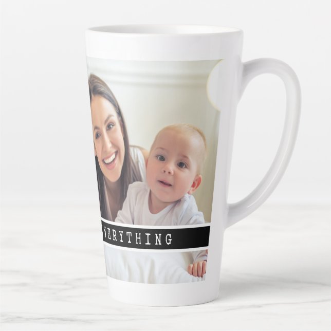 Modern 2 Photo Collage Family Is Everything Quote Latte Mug (Right)