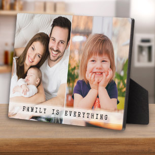 Modern 2 Photo Collage Family Is Everything Quote Plaque