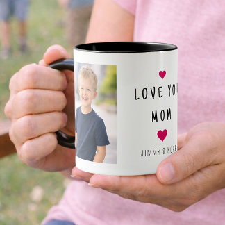 Modern 2 Photo Collage Love You Mom  Mug
