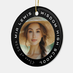 Modern 2 Photo Grad  Ceramic Ornament