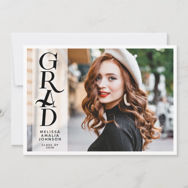 Modern 2 photo Graduation announcement invitation (Front)