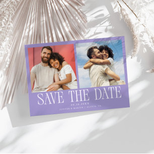 Modern 2-Photo Lilac Wedding Save The Date