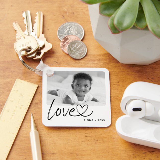 Modern 2 Photo Love Keychain (Desk)
