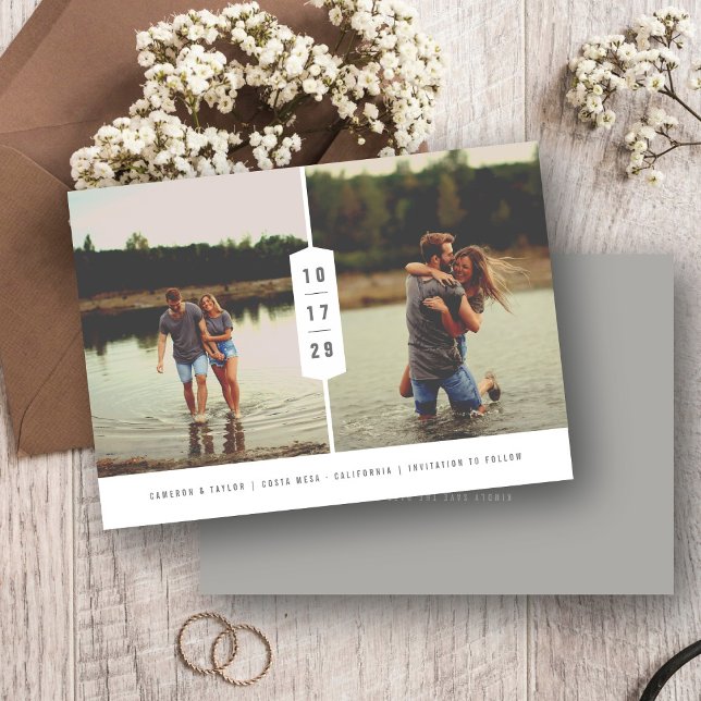 Modern 2-Photo Save the Date with Stacked Numbers (Creator Uploaded)