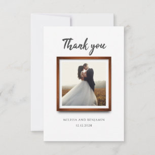 Modern 2 Photo Script Wedding Thank You Card
