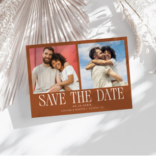Modern 2-Photo Terracotta Wedding Save The Date