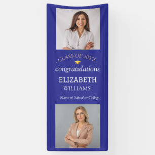 Modern 2 Photo Vertical Graduation Party Banner
