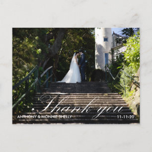 Modern 2 Photo Wedding Thank You Postcard