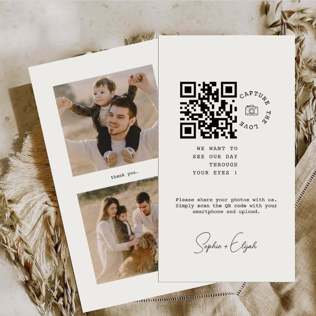 Modern 2 Photos Capture The Love QR code Enclosure Card (Creator Uploaded)