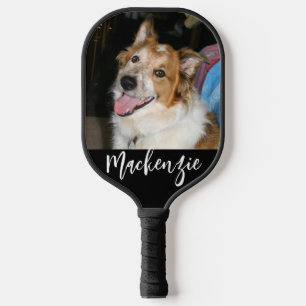 Modern 2 Photos Collage Script Name Custom Colour Pickleball Paddle